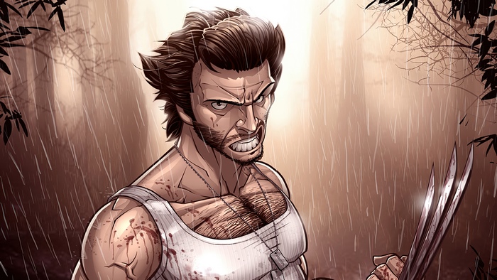 Wolverine artwork in rain