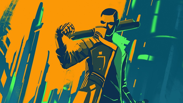 Cyberpunk character with a weapon