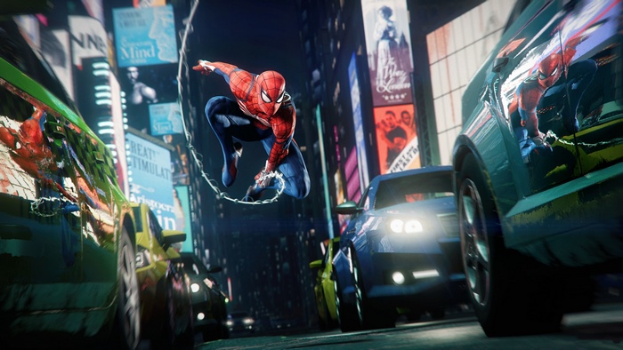 Spider-Man from Marvel's Spider-Man Remastered in Times Square