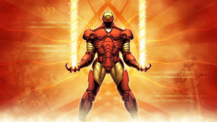 Iron Man with energy beams