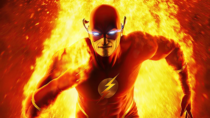 The Flash running through fire