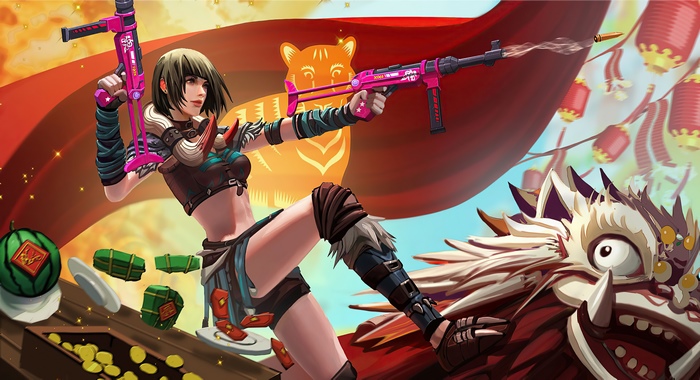 Girl with guns from Garena Free Fire