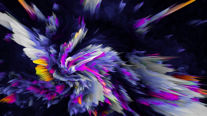 Abstract digital art with purple and white explosion