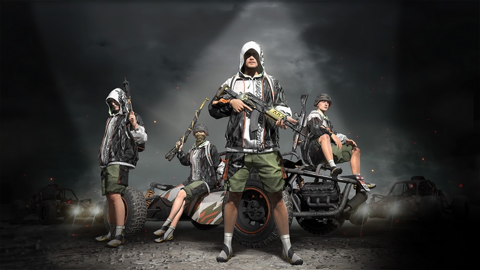 PlayerUnknown's Battlegrounds characters with weapons and vehicles