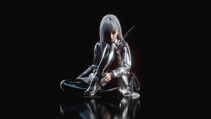 Artwork of a woman with a sword