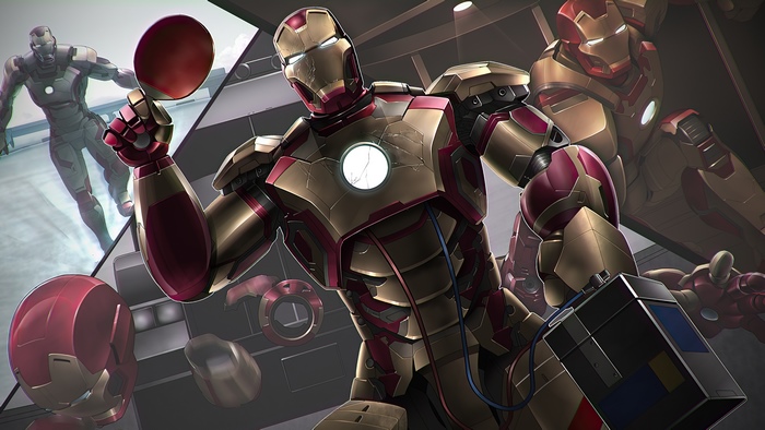 Iron Man suits playing table tennis