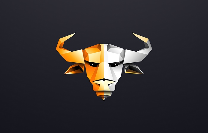 Minimalist Origami Bull Artwork 4K