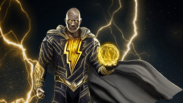 Black Adam with lightning and energy ball