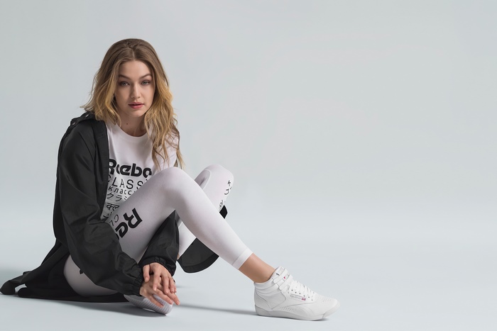 Gigi Hadid in Reebok Classic Athletic Wear