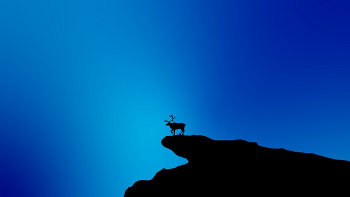 Reindeer on a cliff edge, minimalist artwork