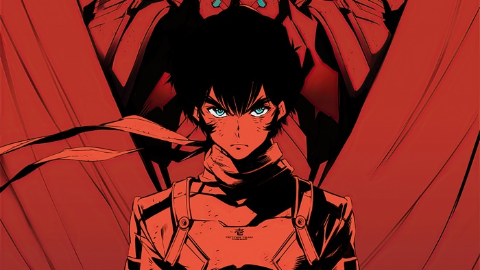 Anime character with blue eyes and black hair