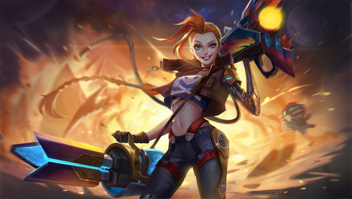 Jinx from League of Legends with a rocket launcher