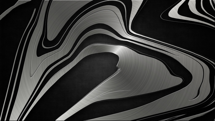 Abstract Metallic Swirls on Black Textured Background 4K