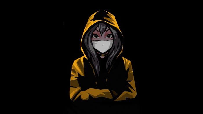 Anime Girl in Yellow Hoodie Wearing Mask