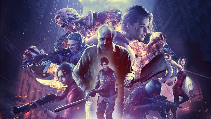 Resident Evil characters and monsters collage 4K