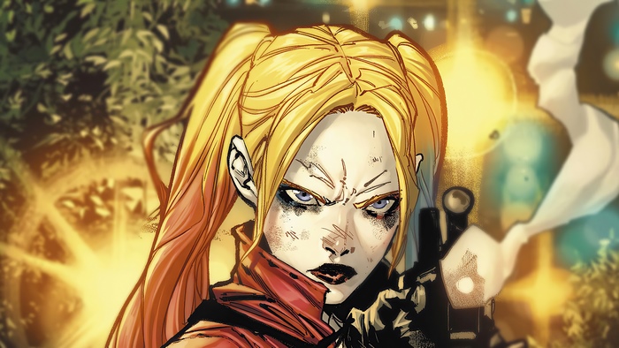 Harley Quinn holding a gun