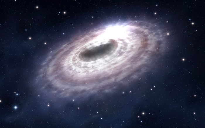 Digital art of a black hole and galaxy