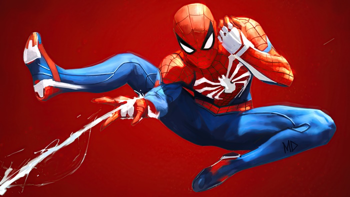 Spider-Man artwork with web