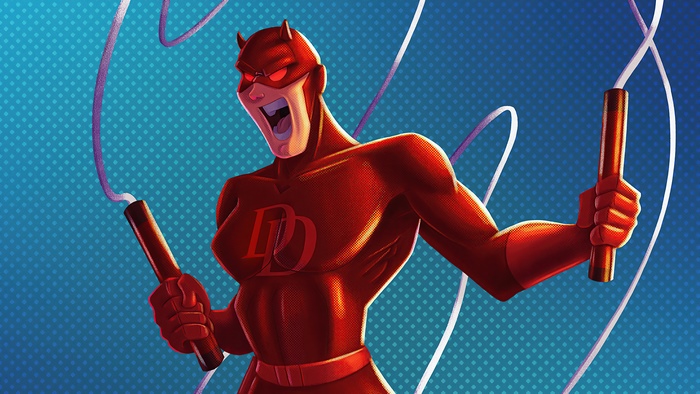 Daredevil artwork with billy clubs