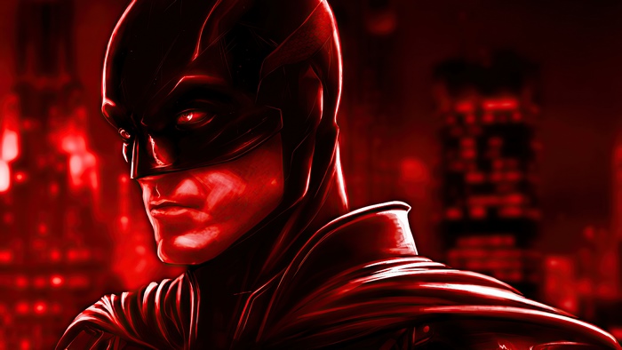 The Batman artwork in red tones