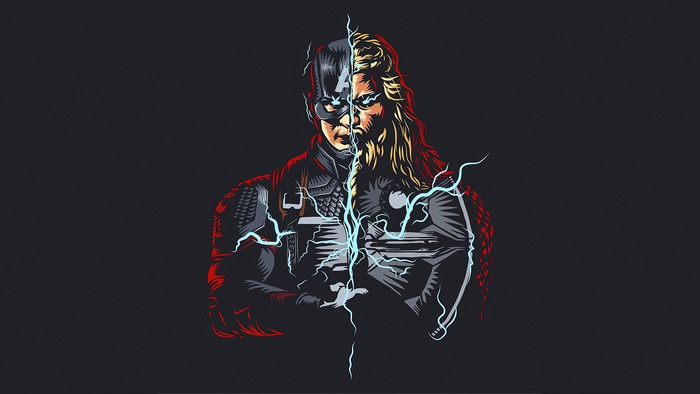 Captain America and Thor split artwork