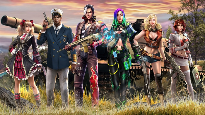 Characters from Garena Free Fire with tanks