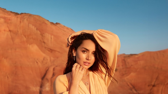 Ana de Armas in desert landscape