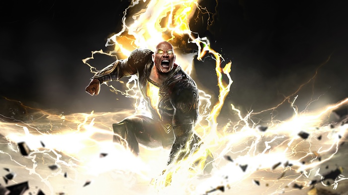 Black Adam surrounded by lightning 4K
