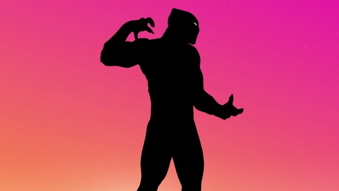 Black Panther silhouette against a gradient sky
