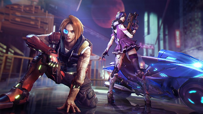 Free Fire Characters with Futuristic Motorcycle
