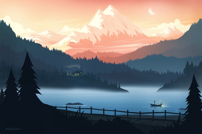 Minimalist Nature Digital Artwork Landscape