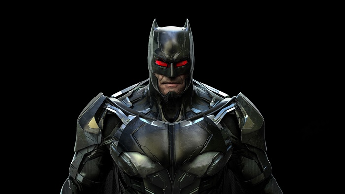 Batman artwork with red glowing eyes