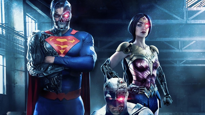 Cyborg Batman, Superman, and Wonder Woman from Justice League 4K
