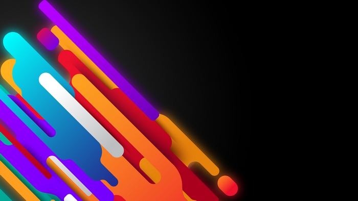 Abstract colorful rounded rectangles on black background 4K