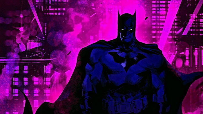 Batman in a neon-lit city 4K