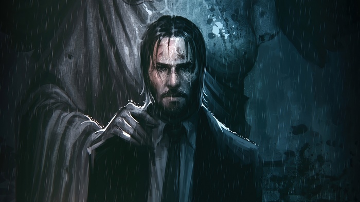 John Wick in the rain artwork