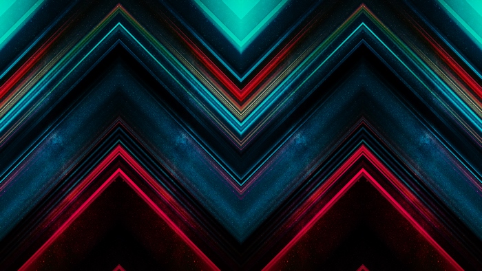 Abstract digital art with neon chevron patterns