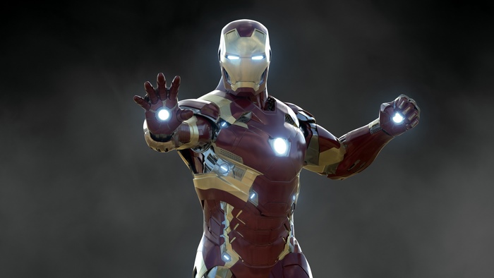 Iron Man in red and gold suit