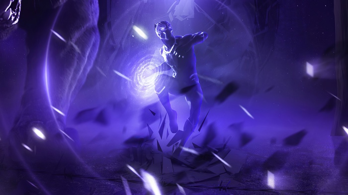 Black Panther using energy powers in digital art