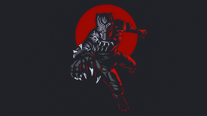 Black Panther artwork with red circle background