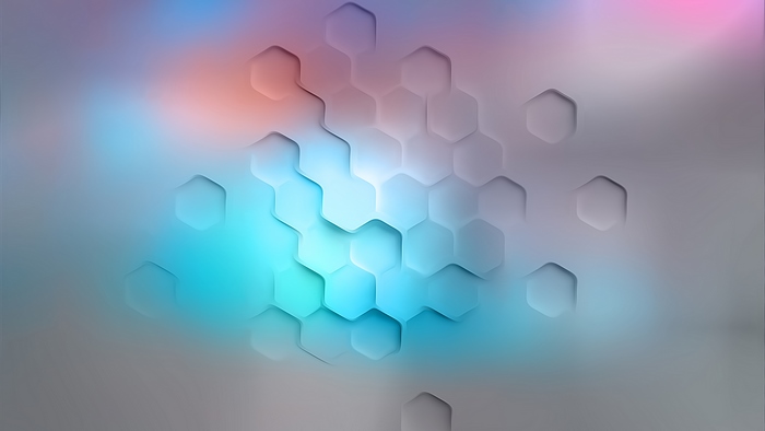 Abstract digital art with hexagons and bokeh