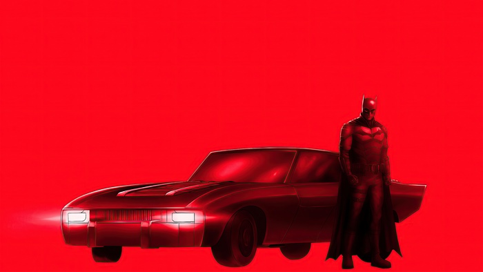 Batman from The Batman with Batmobile
