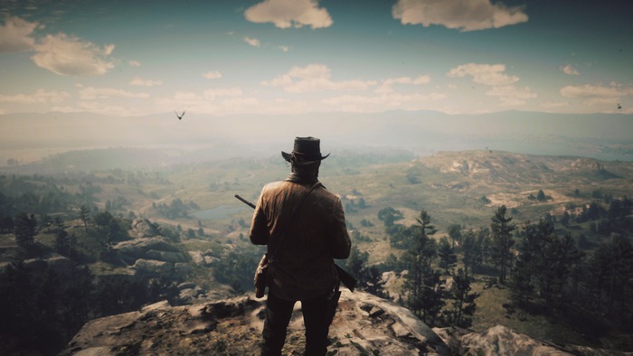 Man from Red Dead Redemption 2 overlooking a valley