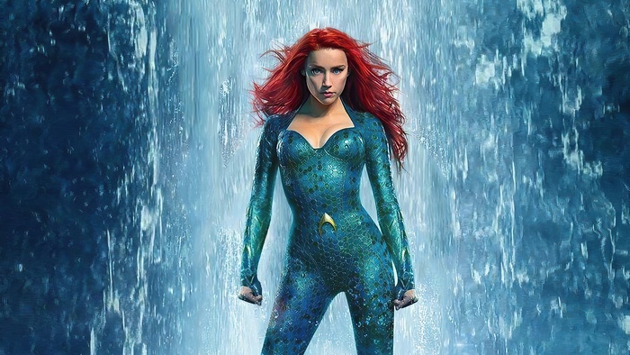 Mera from Aquaman in a waterfall