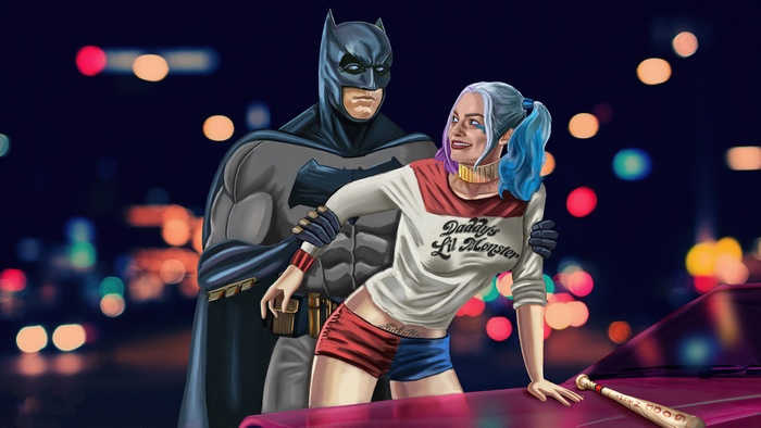 Batman and Harley Quinn artwork 4K