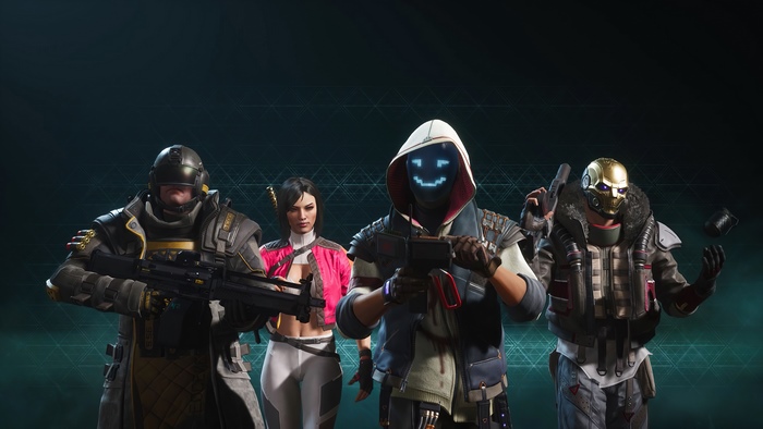 Four characters from a video game