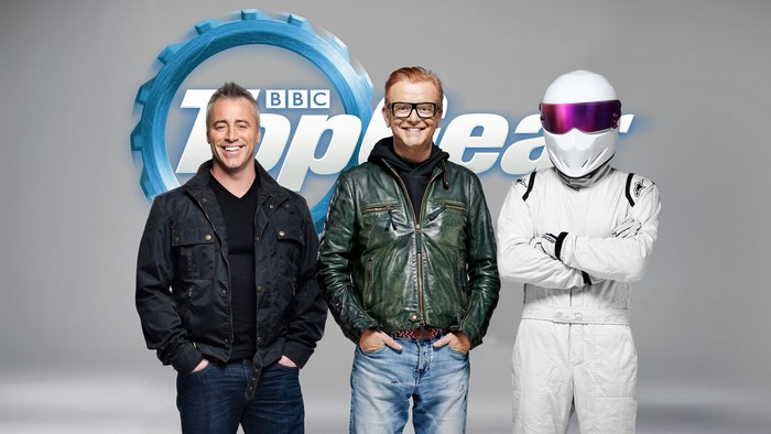 Matt LeBlanc, Chris Evans, and The Stig from Top Gear