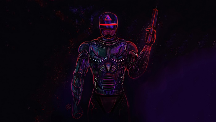 RoboCop artwork with gun