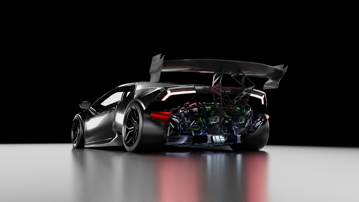 Lamborghini Huracan with Exposed Engine in