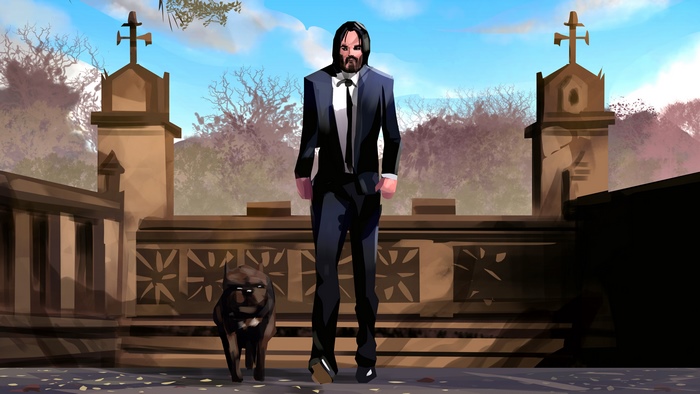 John Wick with dog artwork